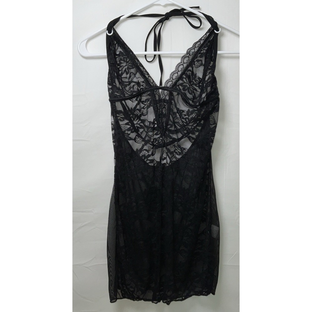 NWT Women's Avid Love Baby Doll Lace Chemise Lingerie Nighty Black Lace Size XL